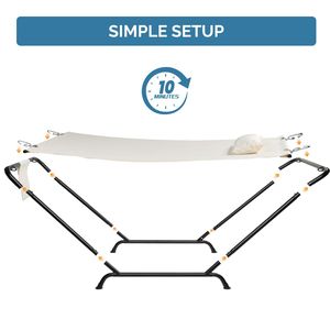 "550LBS Heavy Duty Freestanding <b>Hammock</b> with Stand Soft Pillow & Storage Bag Beige" - Product Image 2