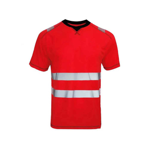 เสื้อยืดนิรภัยคุณภาพพรีเมียมสำหรับผู้ชาย มองเห็นได้ชัดเจน มาตรฐาน ANSI Class 1 EN ISO 20471 Class 2 แถบสะท้อนแสงสีเหลืองแบบ LED กระพริบ แขนสั้น - Product Image 1