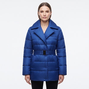 Trending 2026 Women's Warm Padded Blue Winter Puffer Coat Quilted <b>Belt</b> Jacket Lightweight Casual Cold Weather Outerwear - Product Image 5