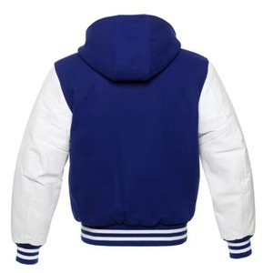Blouson universitaire tendance en polaire noire de haute qualité avec manches en cuir rouge, broderie personnalisée sur le devant, faible MOQ, hiver - Product Image 3