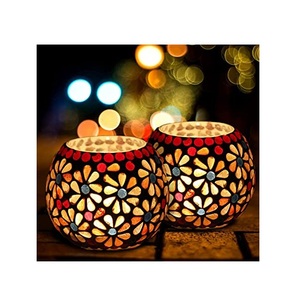 2024 New Mosaic Colorful Glass Candle Holder With Mosaic <b>Tealight</b> Lighting for Wedding Party & Home Decoration - Product Image 3