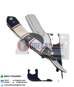 Navaja de Afeitar Profesional para Barbería con Mango de Cuerno y Hueso, Cuchilla Única No Desechable para el Cuidado Facial Masculino - Obexa HB-1 - Product Image 1