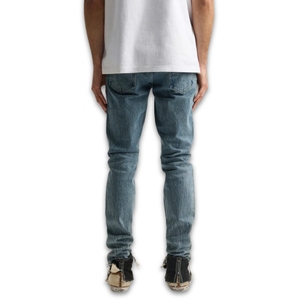 Jeans en denim ample et droit bicolore pour homme, collection Pré-automne 2026, respirant, avec bande contrastante, extensible, streetwear premium, hiver - Product Image 4