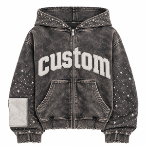 Sudadera con Capucha y Cremallera para Hombre, 100% Algodón, Bordado Personalizado, Servicio OEM para Minoristas de Moda en EE. UU. - Product Image 1