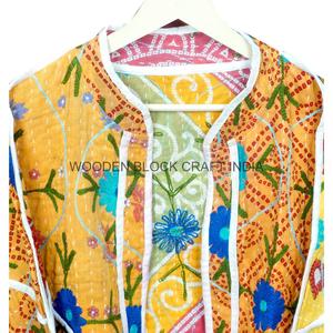 เสื้อแจ็คเก็ตผ้าฝ้ายคันธาคุณภาพดีเยี่ยม งานแฮนด์เมด คอจีน แขนยาว เหมาะสำหรับฤดูหนาว แฟชั่นสำหรับผู้หญิง ความยาวปกติ ระบายอากาศได้ดี - Product Image 5