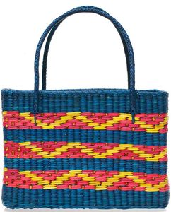 Wholesale Blue Seagrass <b>Handbags</b> Tote Bag Luxury Leather Handle Custom Women Straw <b>Handbag</b> Eco Friendly <b>Summer</b> Beach OEM - Product Image 2