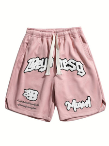 New Arrivals Custom Summer Sweat <b>Shorts</b> 100% Cotton Soft Breathable Fabric Chenille Embroidery <b>Patches</b> Street Wear Casual Style - Product Image 4