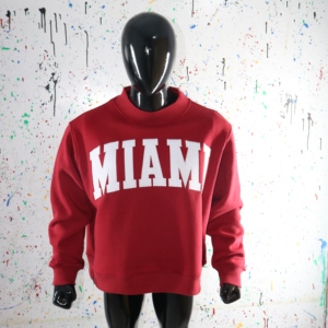 Sudadera MIAMI con cuello simulado, 450 GSM, nombre personalizado, bordado en aplique, corte holgado, 100% algodón, felpa francesa. - Product Image 1