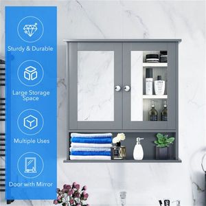 Mobile Bagno Moderno Grigio con Specchio Smart, Struttura in Legno Massello, Alluminio e PVC, Finitura Scura per Hotel o Soggiorno - Product Image 6