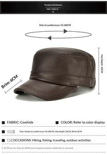 Nouvelle casquette de baseball en cuir de vachette pour homme, style plat, pour personnes d'âge moyen et âgées, chaude pour l'hiver et les activités de plein air - Product Image 2