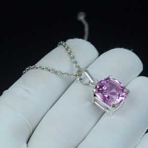 Colgante de Kunzita Rosa de Lujo, Plata de Ley 925, Collar Minimalista, Regalo de Joyería para el Día de San Valentín - Product Image 3