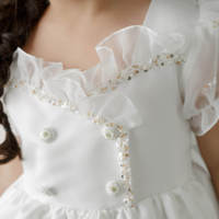 Robe de Princesse Blanche de Luxe pour Filles, Robe de Bal en Tulle Superposé avec Broderie Florale pour Mariages et Premières Communions - Robe Jena