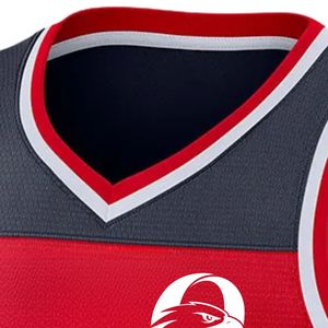 Maillot de basket-ball rouge et blanc pour hommes, sans manches, léger, respirant, uniforme de compétition sportive - Product Image 3