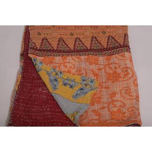 ผ้าห่มกันธาพิมพ์ลายทำมือ เป็นมิตรกับสิ่งแวดล้อม ลายดอกไม้สไตล์วินเทจ ผ้าฝ้ายอินเดีย โบโฮ ผ้าคลุมเตียง ผ้าห่มสองด้าน ของขวัญ ใช้ได้ทุกฤดู - Product Image 6