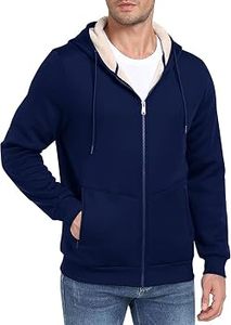 Ribbed Cuffs Fleece Lined Men's Autumn <b>Zipped</b> <b>Hood</b> Long Regular Fit Polyester/Cotton Anti-shrink STELLAR - Product Image 3