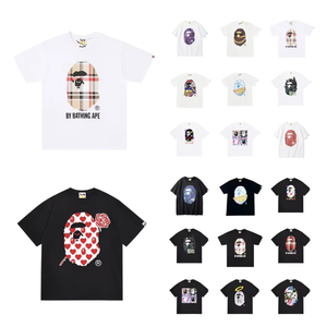 Camiseta de manga corta para hombre A Bathing Ape, camiseta informal de algodón negra con estampado de logotipo - Product Image 2