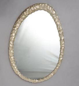 Oval Metal Wall <b>Mirror</b> with Textured Frame Modern Decorative <b>Mirror</b> for Living Room Bedroom - Product Image 2