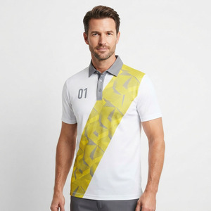 Camiseta de Golf para Hombre, 100% Poliéster, Cuello Alto, Polo de Golf de Manga Corta, Camiseta de Golf Sublimada para Hombre - Product Image 1