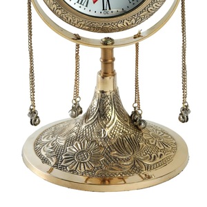 Reloj de Escritorio Circular de Latón con Números Romanos, Diseño Tradicional, Funciona con Batería, Movimiento Mecánico, Sonido de Campana Cada Hora - Product Image 6