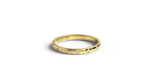 Anillo de Boda Minimalista de Oro de 18K con Diamantes Redondos Engastados, Anillo de Eternidad Apilable Unisex, Anillo de Promesa de Aniversario, Joyería para Mujer - Product Image 1