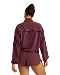 Veste coupe-vent légère et respirante pour femme, résistante à l'eau, avec fermeture éclair intégrale, col montant, fentes dorsales, coupe ample et ourlet à cordon de serrage - Product Image 2