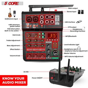 4CH 2MIC GLD XLR ricevitore Stereo w Bluetooth USB Mini DJ MX Console Audio Mixer Karaoke Music Podcast Mixer Audio Mixer - Product Image 6