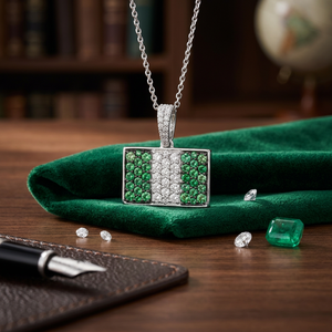 Trendy 10K <b>Solid</b> <b>Gold</b> Vintage Children's Custom Iced Nigeria Emotion Flag Moissanite Gemstone Fine <b>Pendants</b> Charms White <b>Gold</b> - Product Image 4