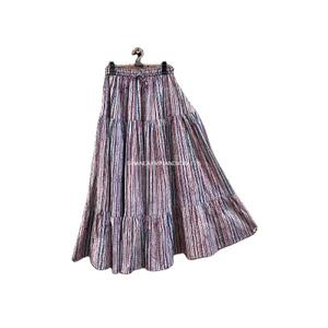 Túnica india para mujer, falda de diseño de estilo bohemio, ropa larga de algodón, faldas bohemias con estampado de Ajrakh Maxi - Product Image 1