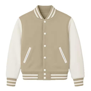 เสื้อแจ็คเก็ต Letterman สไตล์คลาสสิกสำหรับผู้ชาย ปักโลโก้ตามสั่ง คุณภาพพรีเมียม ตัวเสื้อทำจากผ้าขนสัตว์ผสม ทรงแฟชั่นแบบ Bomber Jacket - Product Image 1