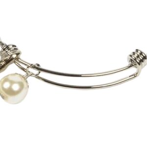 <b>Silver</b> Wire <b>Bracelet</b> with Legacy <b>Charm</b> Adjustable Bangle Elegant Women Fashion Wrist Jewelry Sorority Inspired Keepsake - Product Image 2