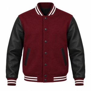 New Arrived 2026 100% Wool <b>Canvas</b> Varsity Jacket Men's Custom DTF Printed Front logo Heavyweight <b>Colour</b> Block Winter Jacket - Product Image 4