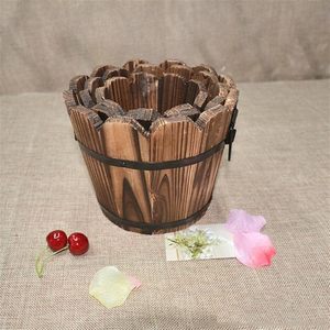 Pot de fleurs rustique en bois de style seau pour la décoration de la maison, du jardin et du balcon - Product Image 3