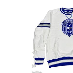 Sweat-shirt à col rond pour homme personnalisé avec impression en relief de la fraternité Zeta Phi Beta, taille plus, respirant, en polaire polyester/coton - Product Image 2