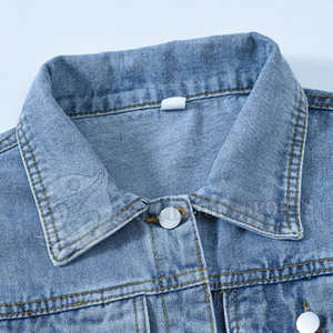 เสื้อแจ็คเก็ตเดนิมสั่งทำพิเศษสำหรับผู้หญิง ผ้าถักยืดได้ ระบายอากาศได้ดี ผ้าฝ้ายเดนิมสีน้ำเงิน สำหรับฤดูหนาว ผ้าแคนวาสเรียบ บริการ OEM - Product Image 3