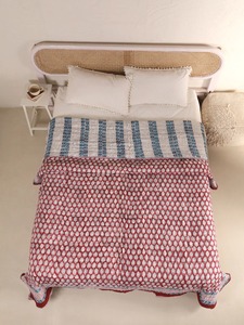 Bohemian Printed Quilt <b>Red</b> White Blue Pattern Handmade Cotton All-Season <b>Bedding</b> <b>Set</b> - Product Image 4