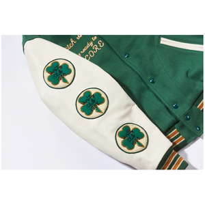 เสื้อแจ็คเก็ตบอมเบอร์ขนสัตว์สำหรับผู้ชาย สั่งทำได้ตามสไตล์วิทยาลัย ชุดยูนิฟอร์มทีม ชุดลำลองฤดูใบไม้ผลิ คุณภาพสูง ผลิตจากโรงงาน - Product Image 2