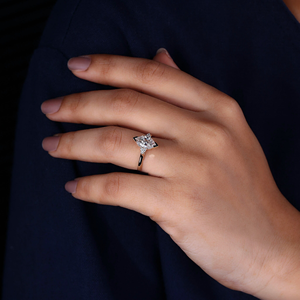 Bague de fiançailles en moissanite taille marquise, bague vintage en diamant, bague de mariée en or blanc, bague de promesse minimaliste - Product Image 6