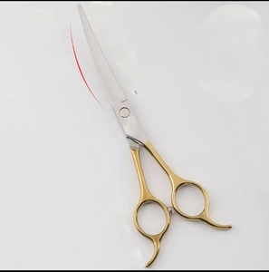 Ciseaux de toilettage pour animaux de compagnie avec poignée dorée, en acier inoxydable 440C, ciseaux à dents courbées pour la coupe des poils de chiens et de chats - Product Image 1