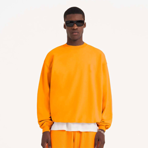 Sweat-shirt à col rond pour homme, coupe classique, manches longues, en molleton de coton, couleur unie, style streetwear décontracté, automne, logo personnalisé sur le devant - Product Image 1