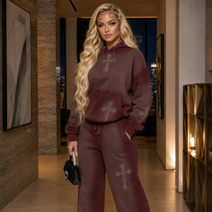 Unisex Lightweight Hooded Cropped <b>Sweatshirt</b> Jogger Set Full Sleeve Solid Animal Print Loose Fit Casual Summer Tracksuit Side - Product Image 4