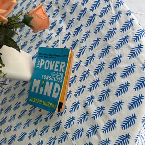 Hot Selling Handmade Round Pigeon Blue Leaves India Block Print <b>Party</b> <b>Tablecloth</b> Table Linen Dining Table Decor - Product Image 4