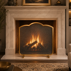 Protector de Chimenea Metálico con Borde Festoneado, Malla Fina Antichispas, con Marco de Acero Resistente, Protector de Hogar Independiente - Product Image 1