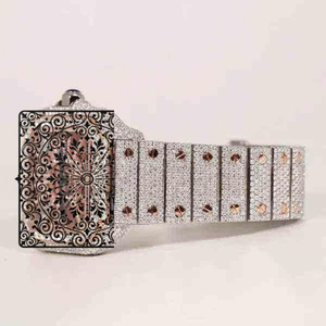 Reloj Cuadrado de Acero Inoxidable de Lujo AMBER JEWELS con Bisel de Diamantes, Movimiento de Cuarzo Analógico, Resistente al Agua 3BAR, Hebilla Impermeable - Product Image 2