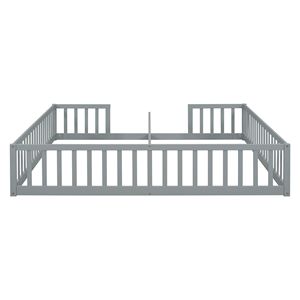 Letto a castello doppio con sponde di protezione grigio senza porta - Product Image 1