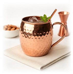 Solid Copper Moscow Mule Mug Handcrafted Hammered Barrel <b>Cup</b> with Handle for Cocktails Beer and <b>Cold</b> Drink Wholesale Barware - Product Image 4