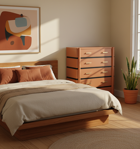 <b>5</b>-drawer Modern Eco-Friendly Chest Mango Wood Bed <b>Frame</b> Bedroom Indoor Factory Direct Wholesale Home Furniture Premium Quality - Product Image 3