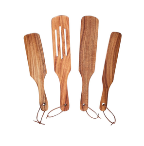 Ensemble d'ustensiles antiadhésifs en bois de teck naturel, cuillères et spatules pour la cuisine et la pâtisserie, 3 pièces à prix avantageux - Product Image 4