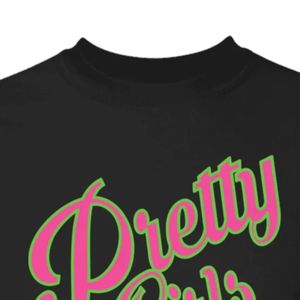 T-shirt brodé noir à manches courtes et col rond pour femme, motif poitrine Pretty Girl 08, haut décontracté en coton, style streetwear tendance - Product Image 4