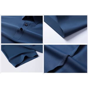Polo de Manga Corta Negro para Hombre, Informal, de Punto, Color Sólido, Corte Regular, Diseño con Botones, Tela de Seda de Hielo, Logotipo Personalizado - Product Image 6