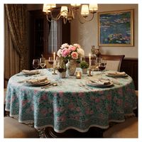 Meilleur prix fabricant indien – Nappe ronde élégante en tissu jacquard floral tissé de 220 cm pour 8 personnes, idéale pour la salle à manger à la maison